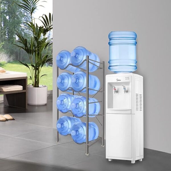 4-Tier Heavy Duty 8 Bottles of 5 Gallon Water Organizer Space Saver